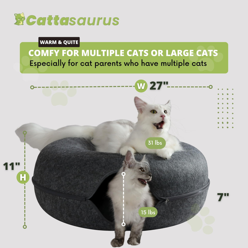 Cattasaurus Peekaboo tunnel side view highlights playful exploration and safe scratching