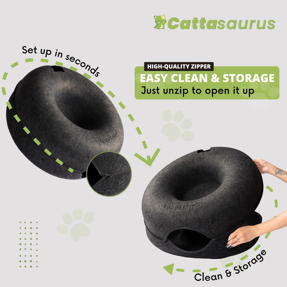 Cattasaurus Peekaboo built-in storage recess blends with home decor