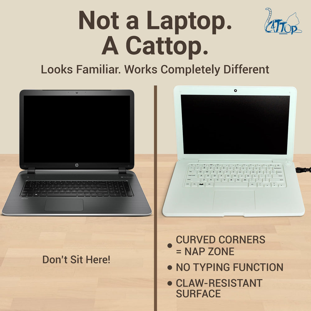 Cattop cat laptop toy rest-pad gives warm, cozy lounging without damaging your own devices
