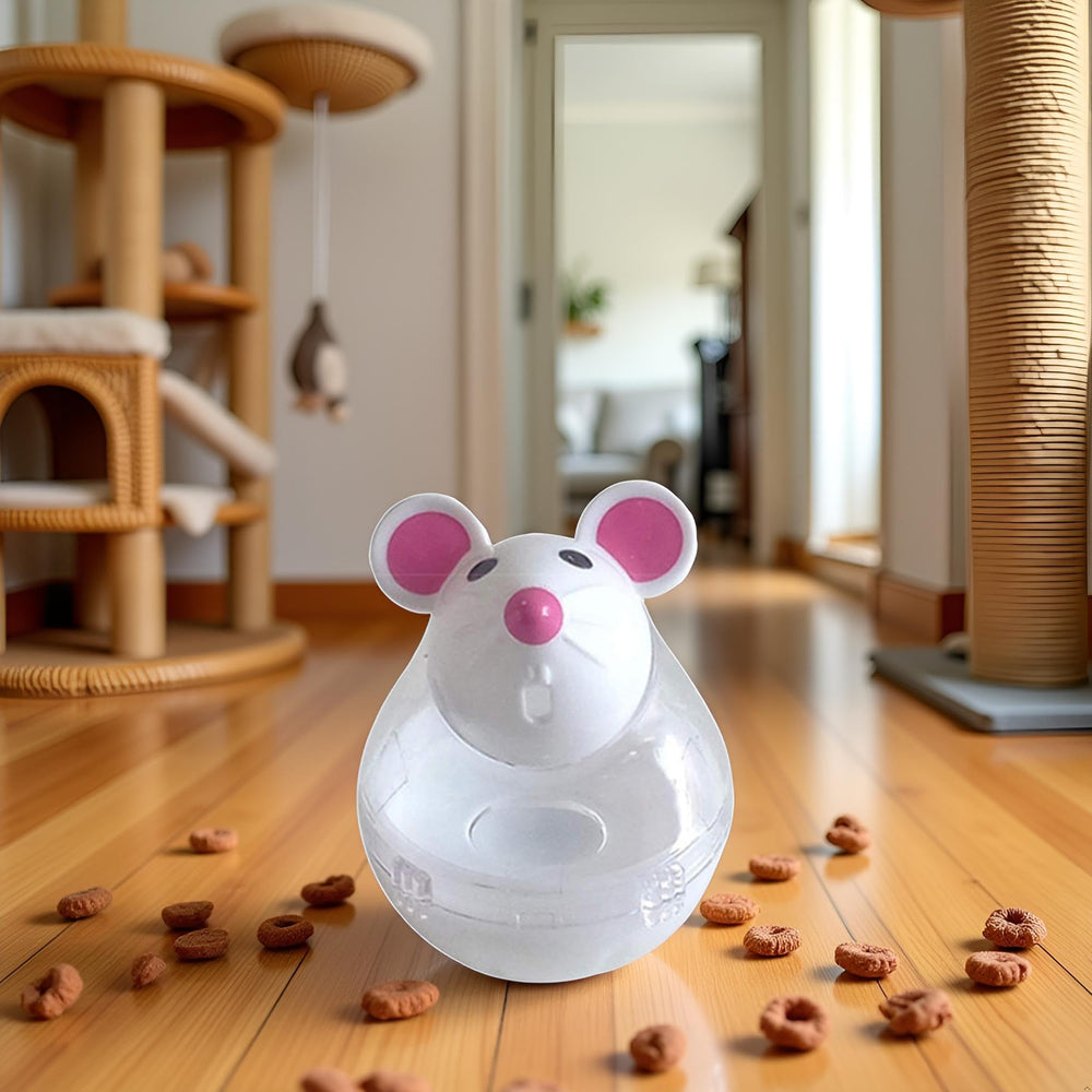 Cauaoa beige cat toy with open compartment for easy refilling.