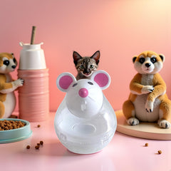 Cauaoa beige mouse-shaped treat-dispensing toy for play and puzzle solving.