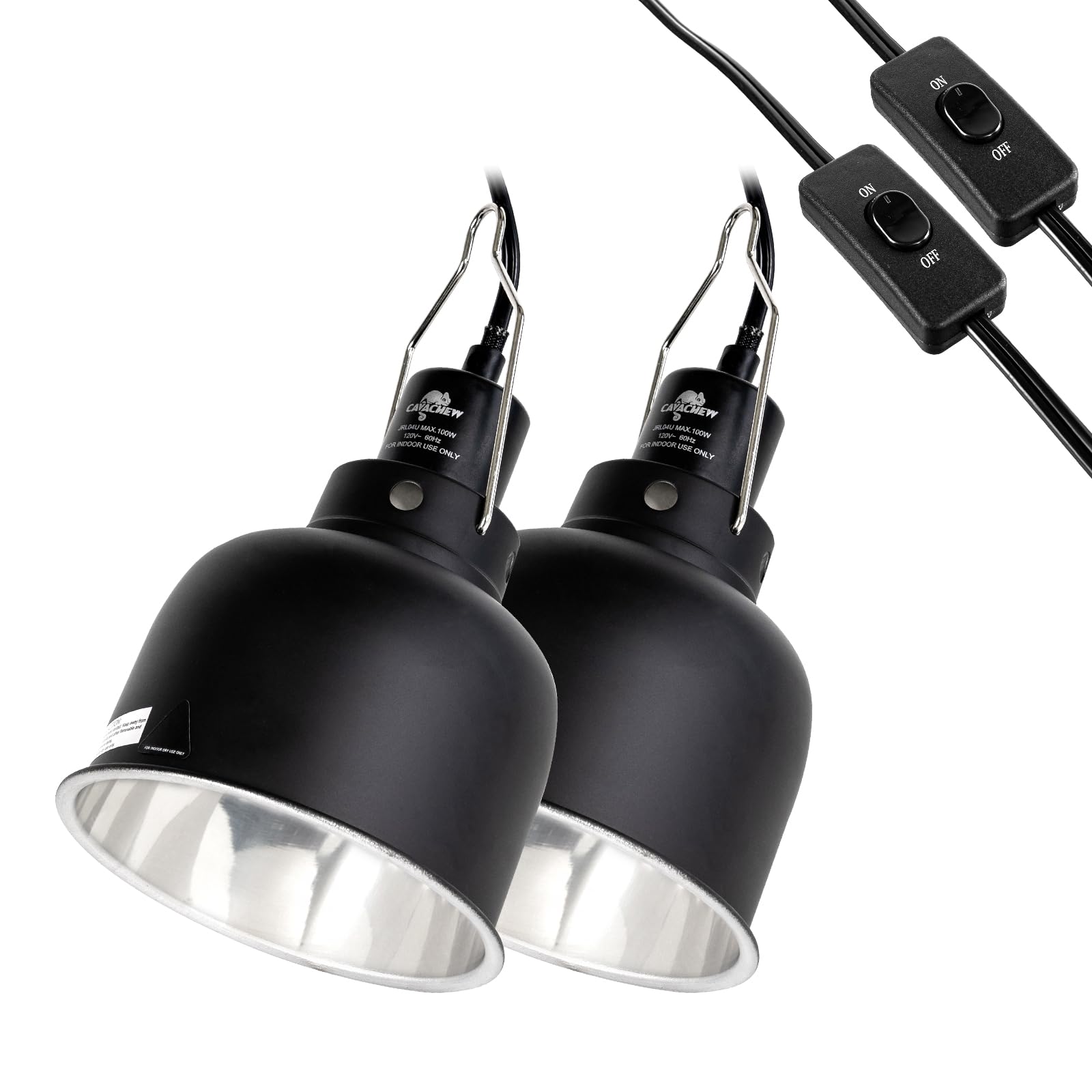 CAVACHEW 2-pack reptile light fixture deep-dome for even heat spread