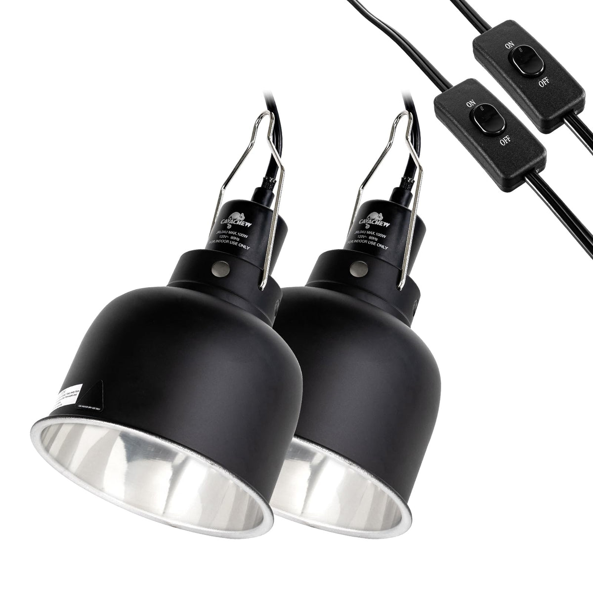 CAVACHEW 2-pack reptile light fixture deep-dome for even heat spread