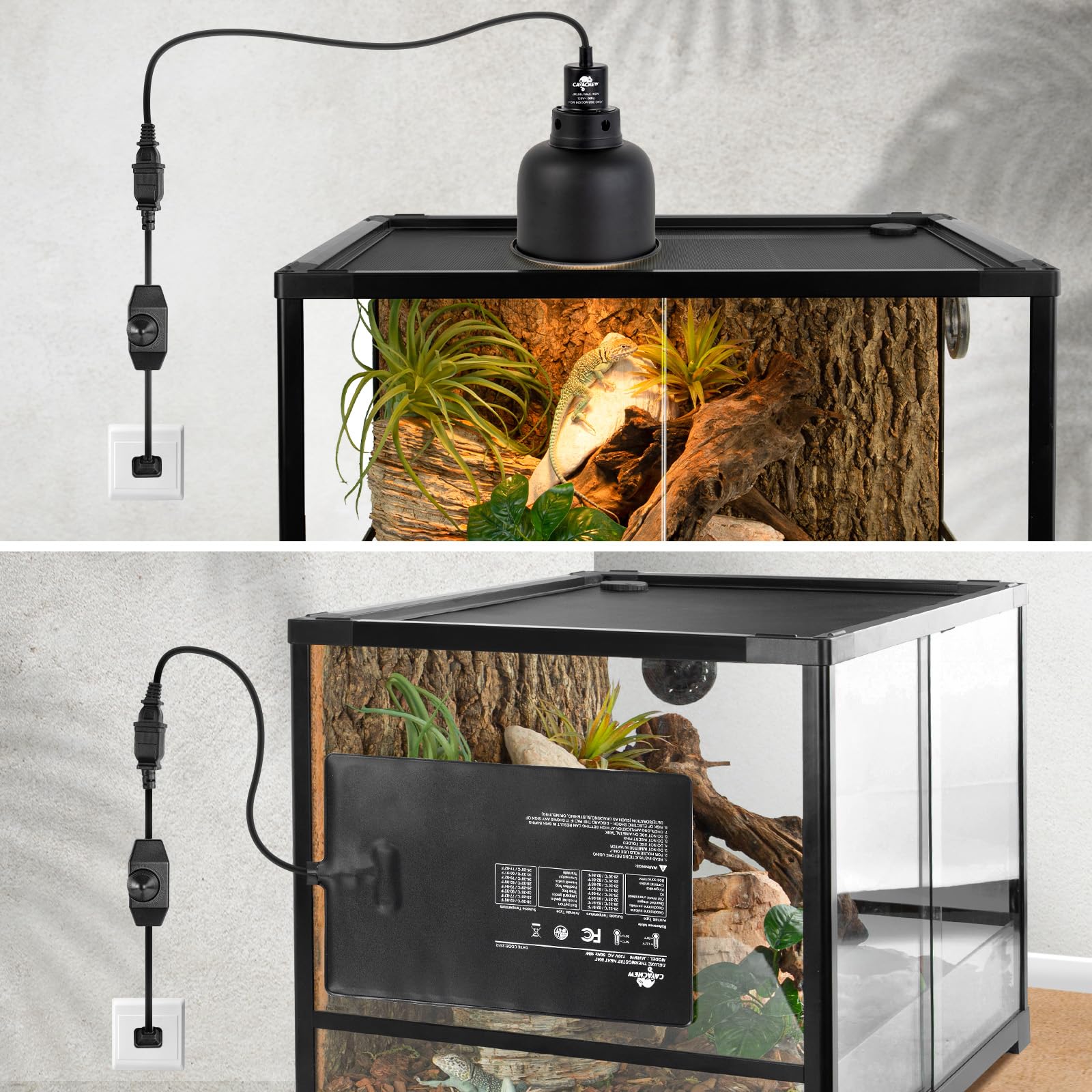 CAVACHEW dimmer thermal control shows safe configurable power for pads and lamps.