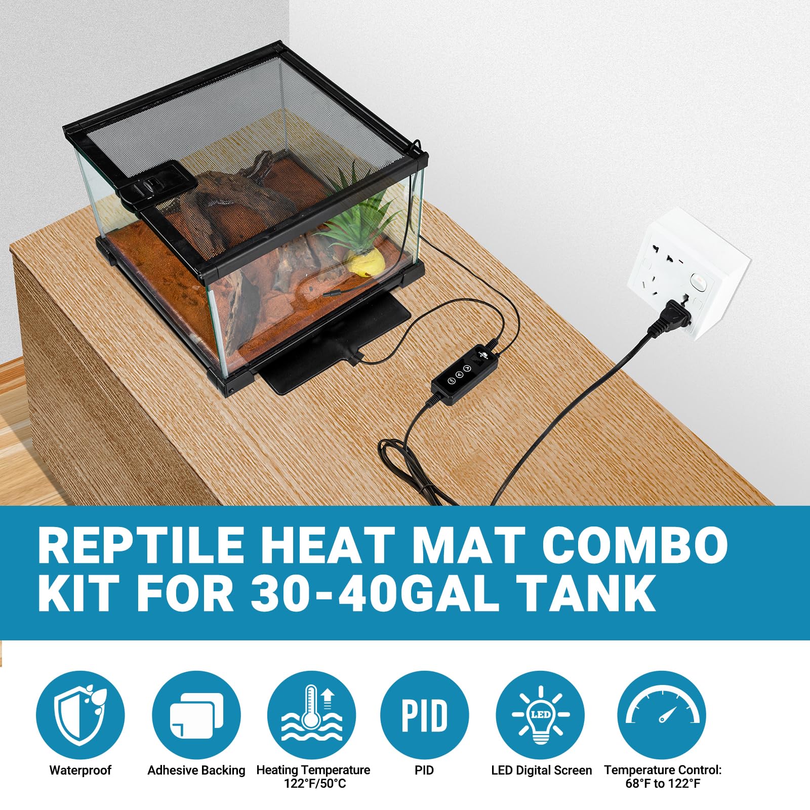 CAVACHEW reptile heat pad with PID thermostat enables precise heat control.