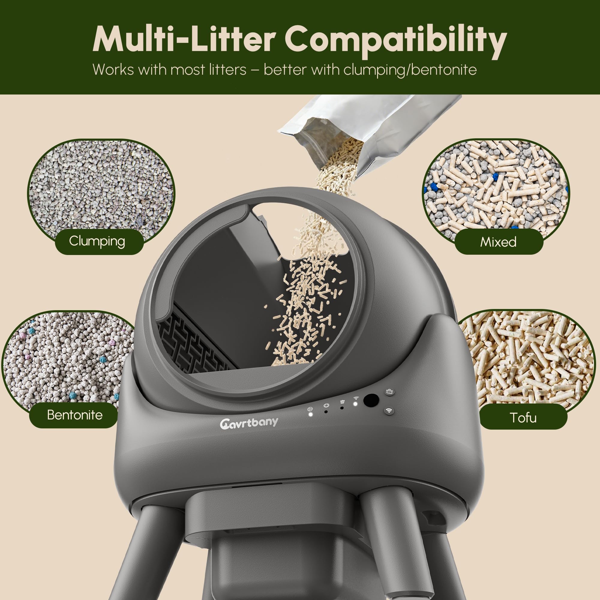 Cavrtbany automatic litter box 12L bin image, long-use capacity