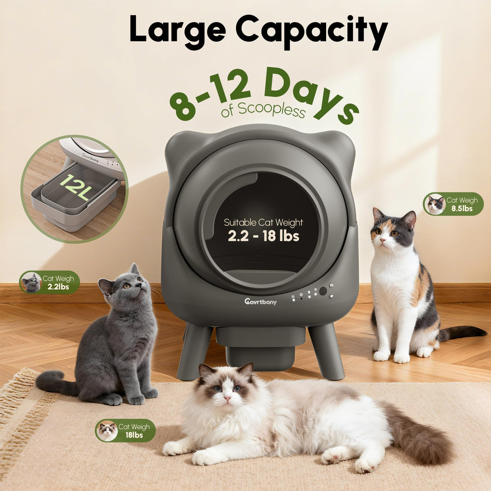 Cavrtbany automatic litter box safety sensors image, infrared and instant-stop protection