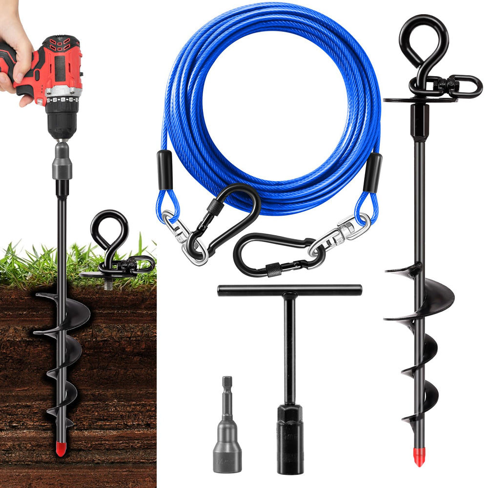 cawhulf heavy-duty dog tie-out cable 30ft offering flexible yard or camping space without tangling