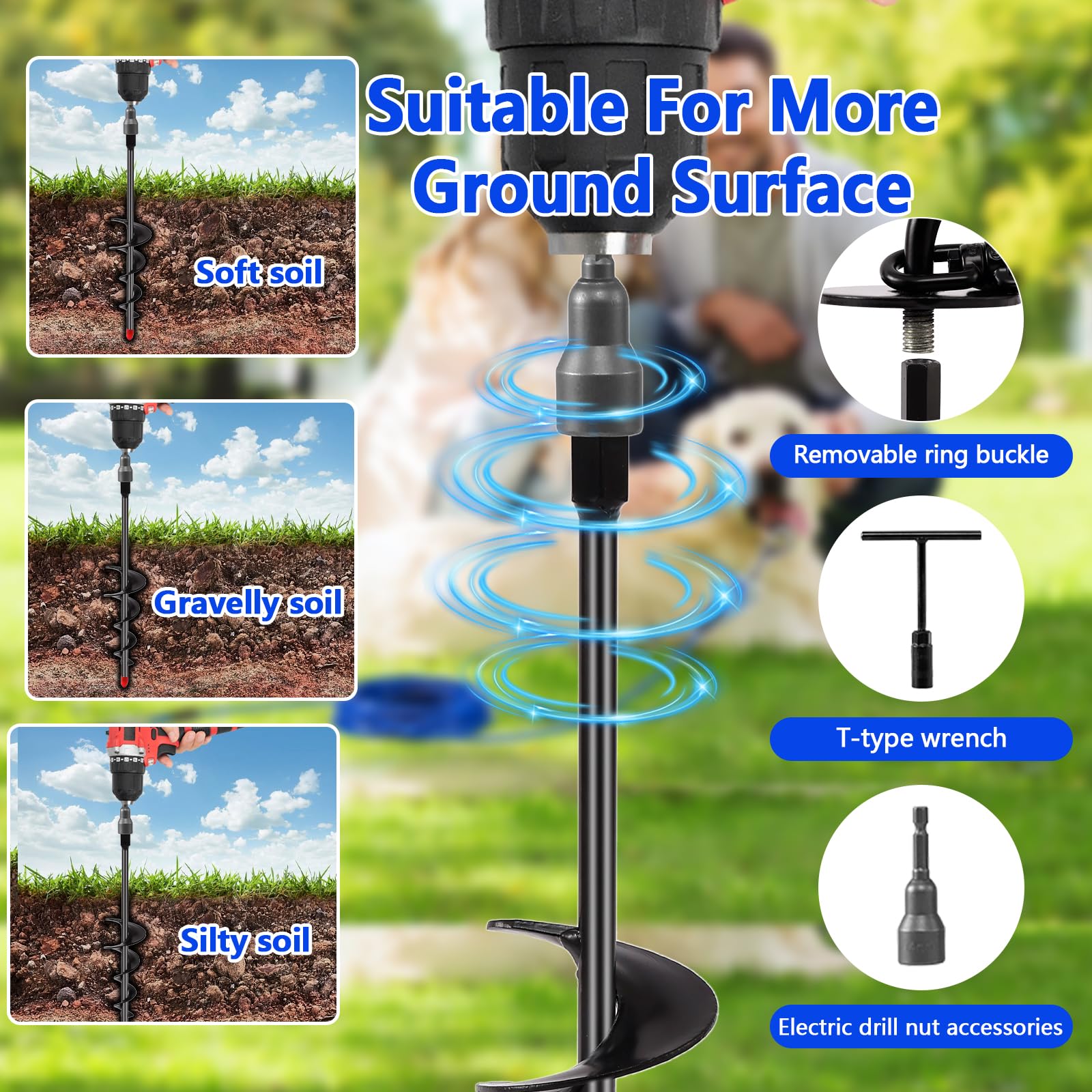 cawhulf spiral ground anchor 14.8-inch stays upright on wet ground