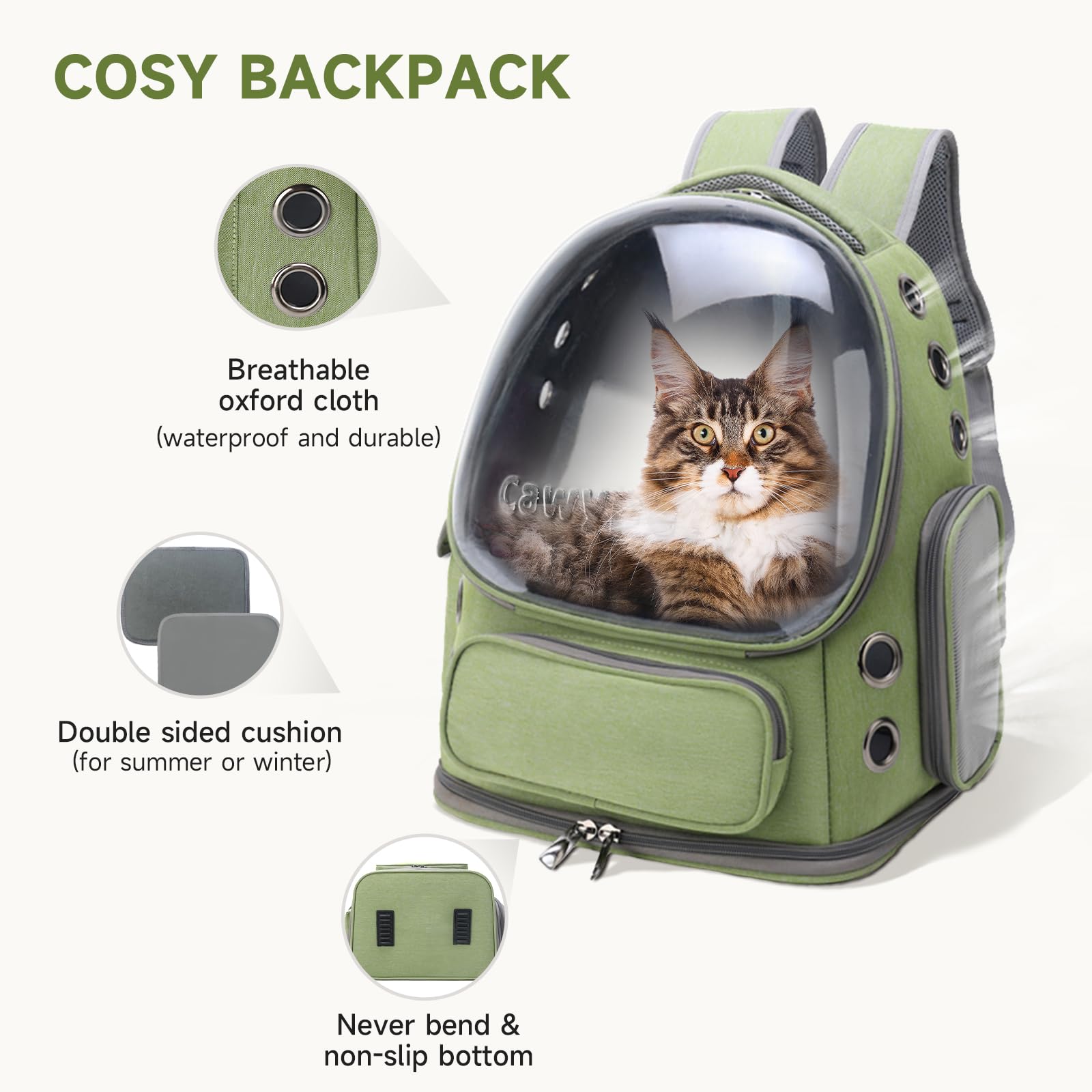 Cawypety double-sided cushion for seasonal comfort inside the carrier