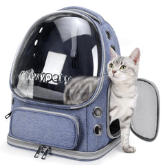 Cawypety cat backpack front bubble window shows breathable visibility and sun comfort.