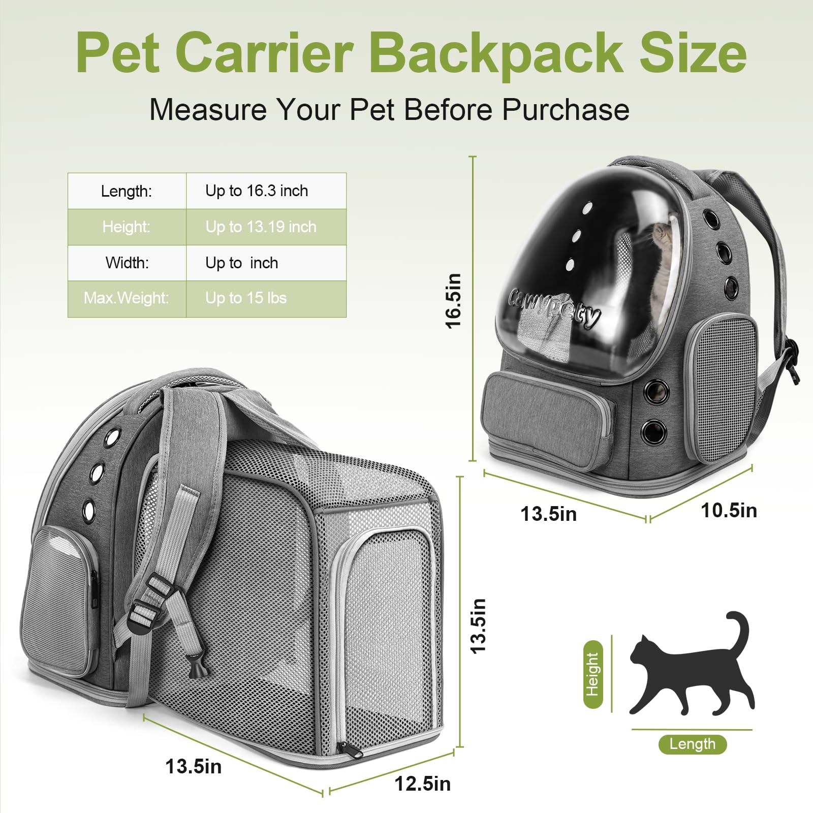 Cawypety cat backpack shoulder strap with chest buckle reduces shoulder strain.