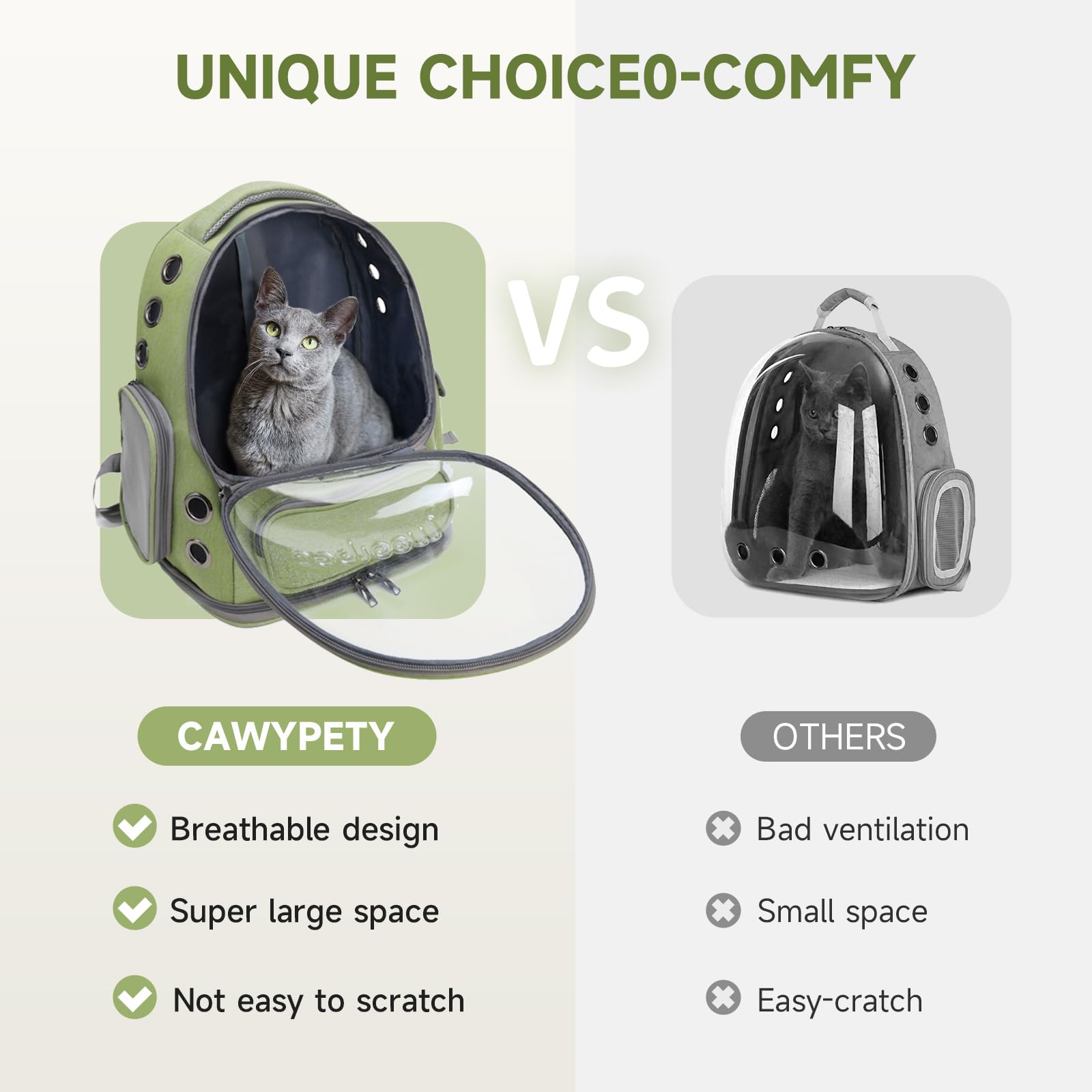 Cawypety backpack side entrance for easy pet entry
