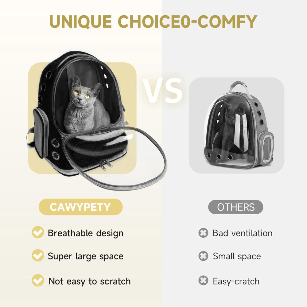 Cawypety cat backpack carrier side entries for easy pet access.