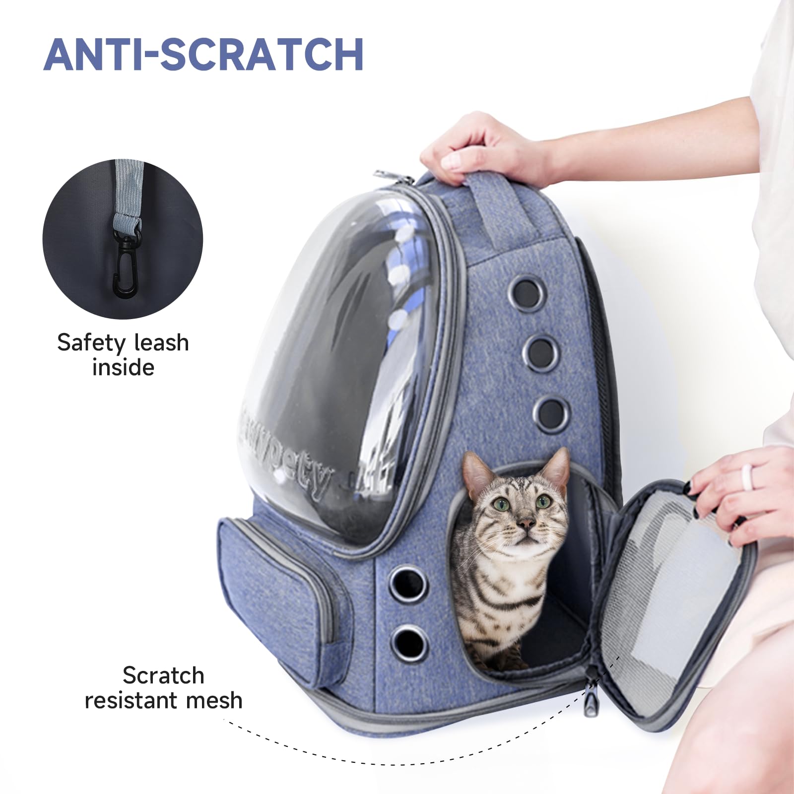 Cawypety cat backpack spacious interior lets your cat turn around comfortably.