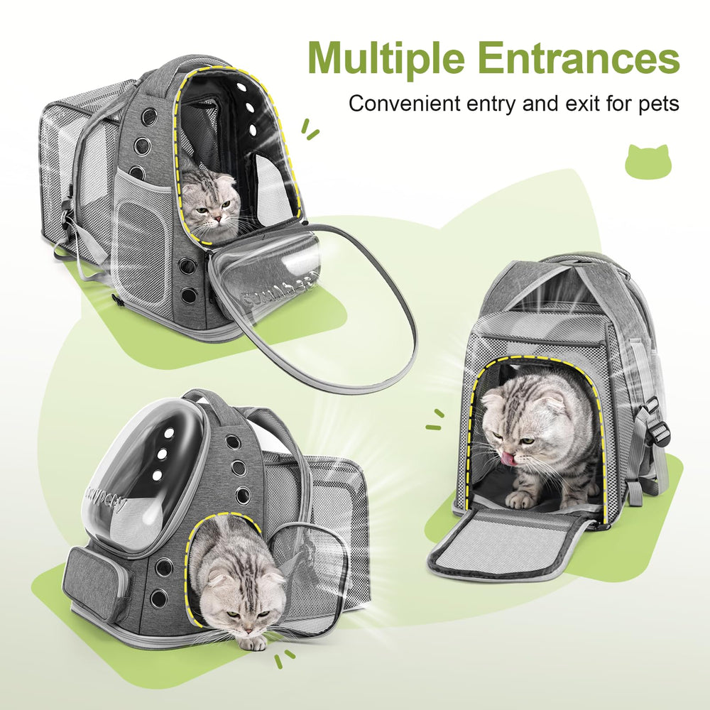 Cawypety expandable-design front view highlights extra space for pets.