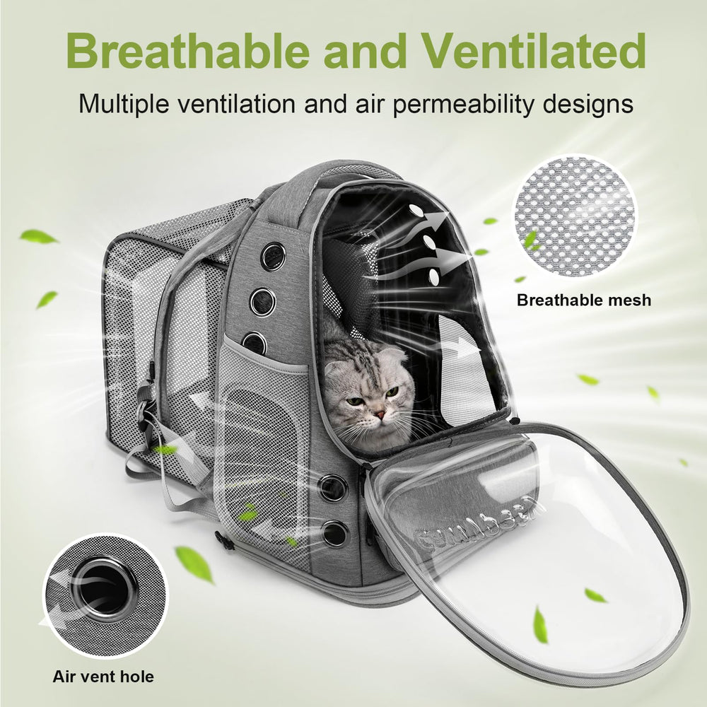 Cawypety expandable pet carrier zipper-lock keeps travel secure during trips.