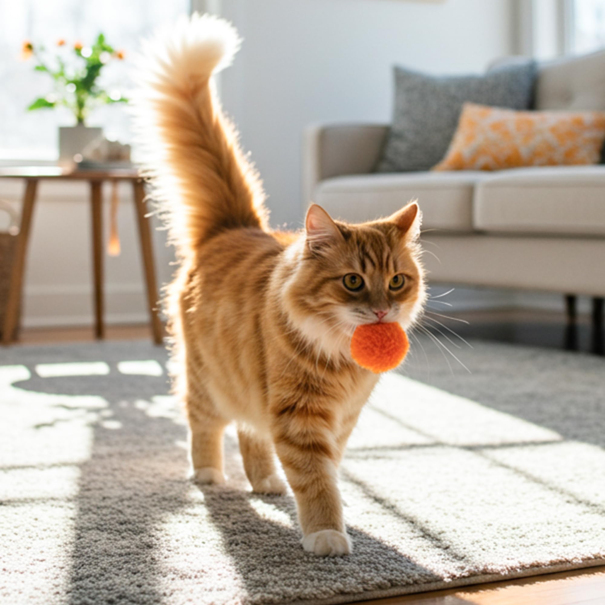 Extra-squeaky Caydo cat toy pom poms during play