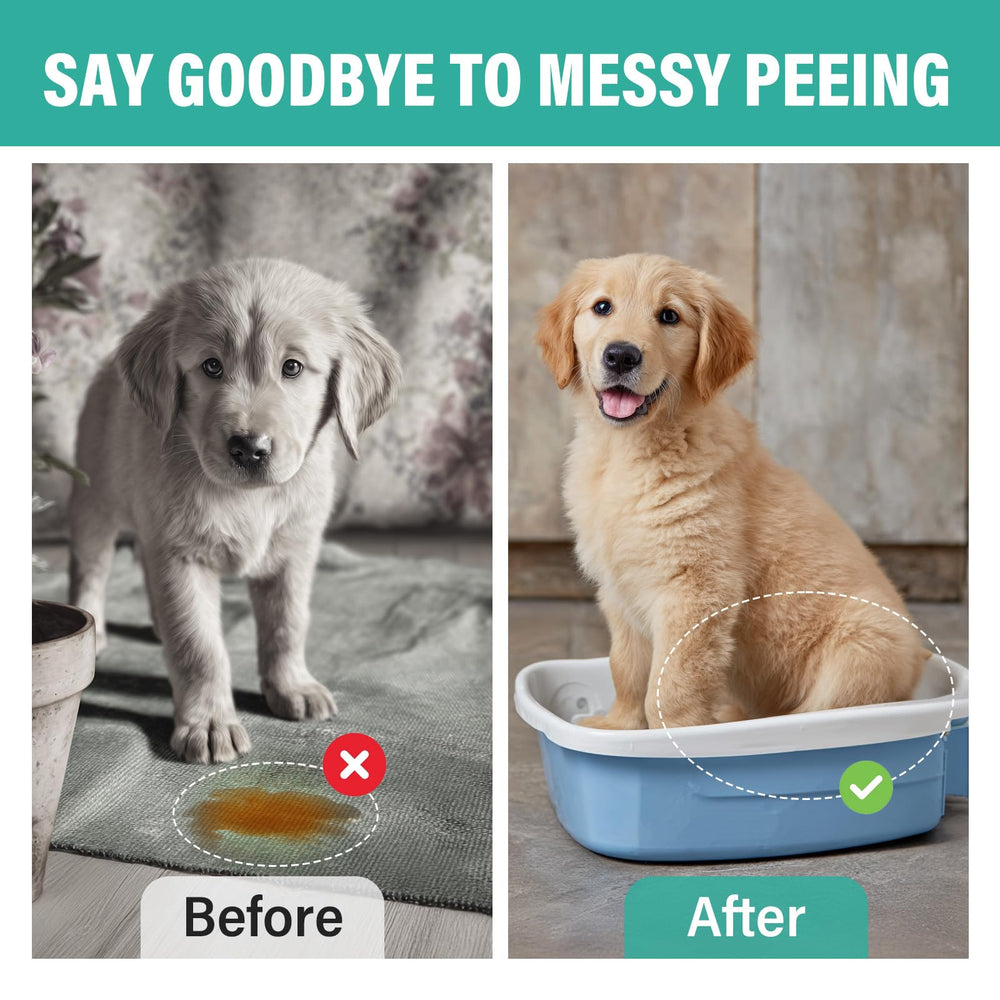 Cayenne dog potty spray at a corner shows scent-guided toilet training in tight spaces.