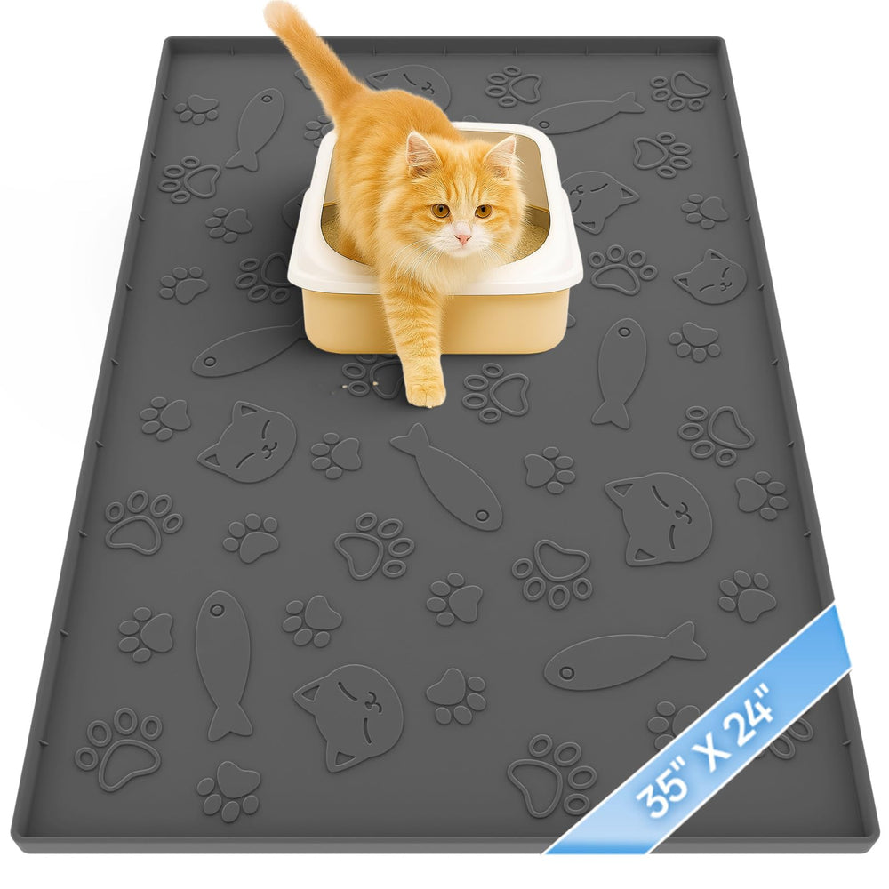CAYYKEK cat litter mat 35x24 large coverage keeps floors tidy.
