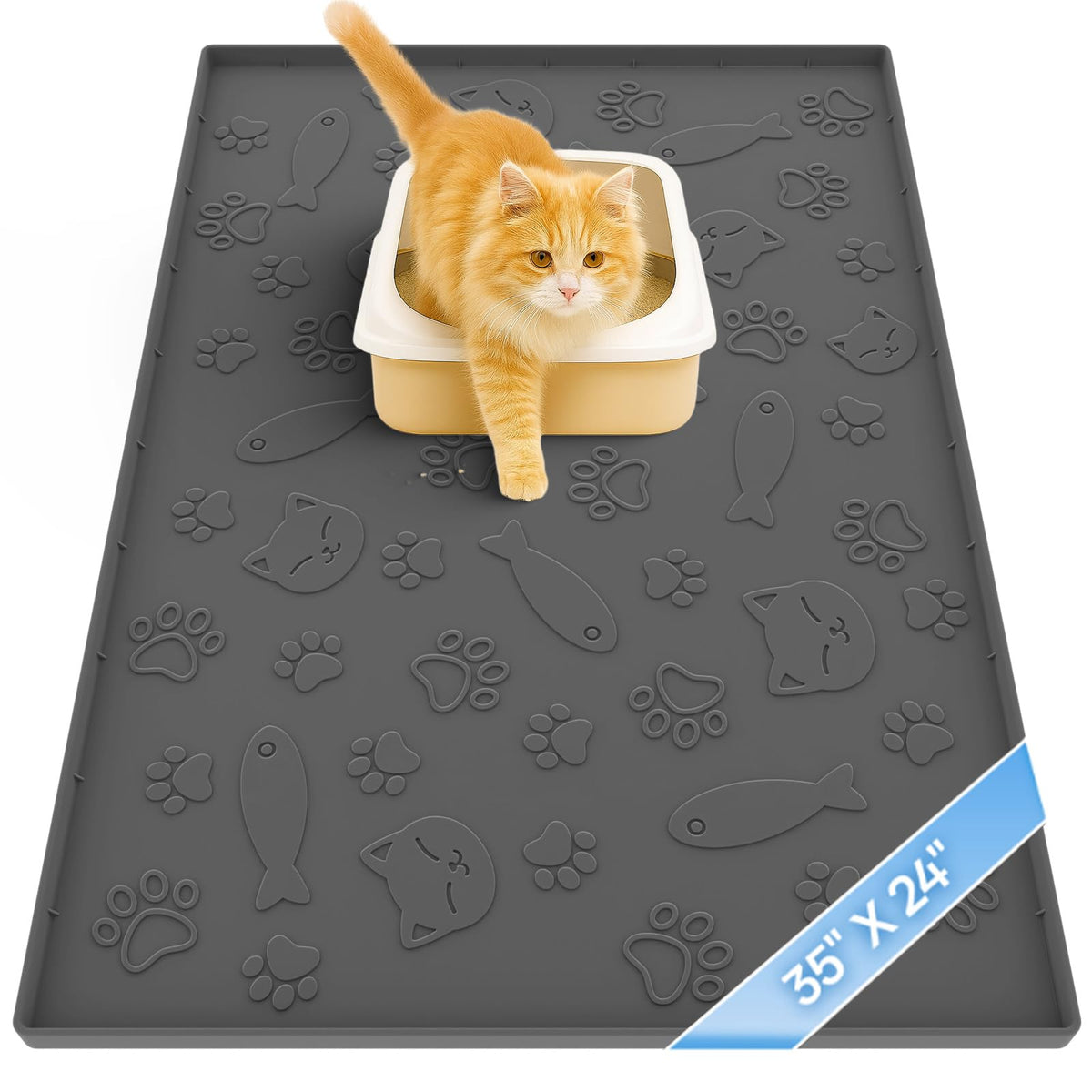 CAYYKEK cat litter mat 35x24 large coverage keeps floors tidy.