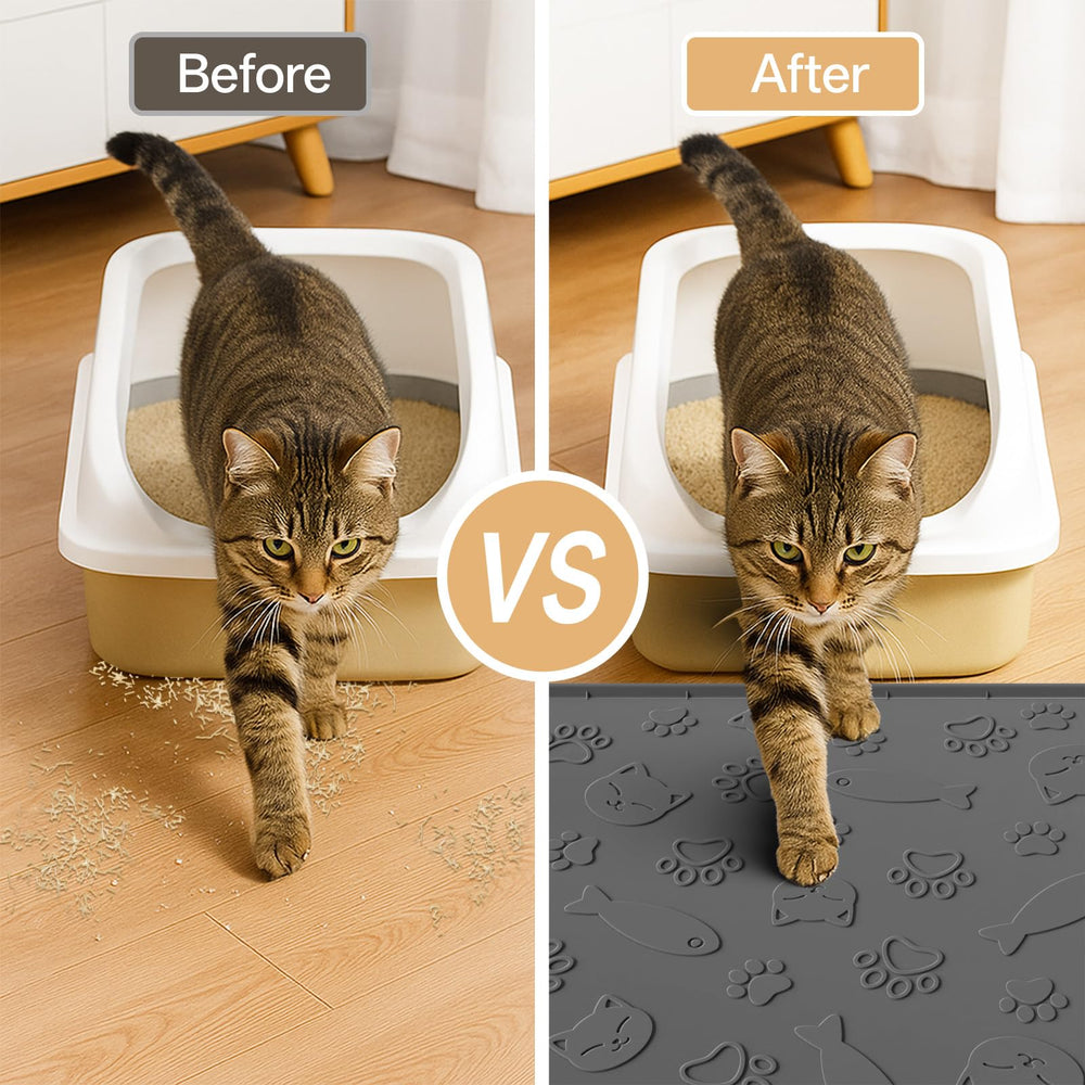 CAYYKEK litter mat features non-slip backing to stay in place.