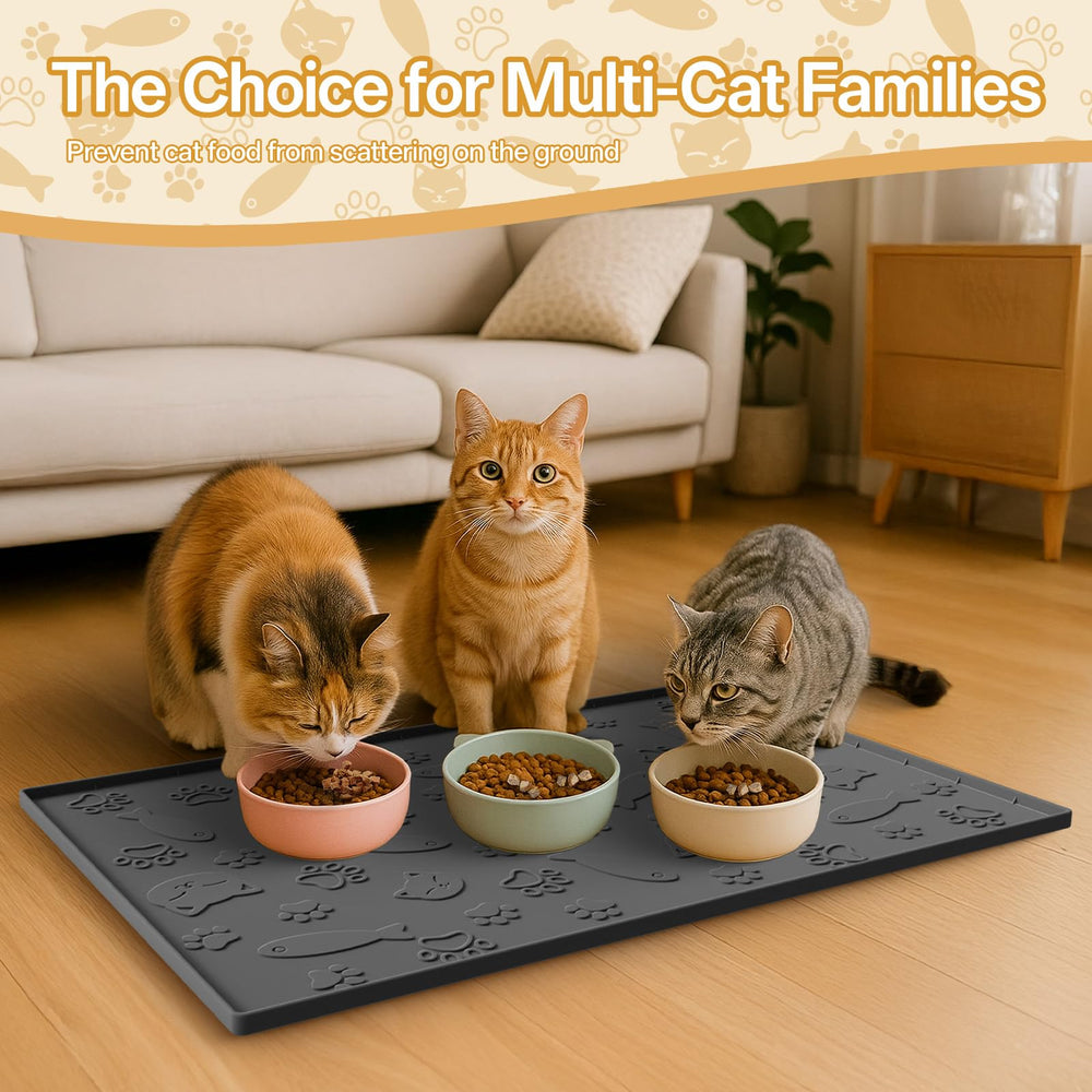 CAYYKEK silicone mat provides paw-friendly texture and gentle surface.