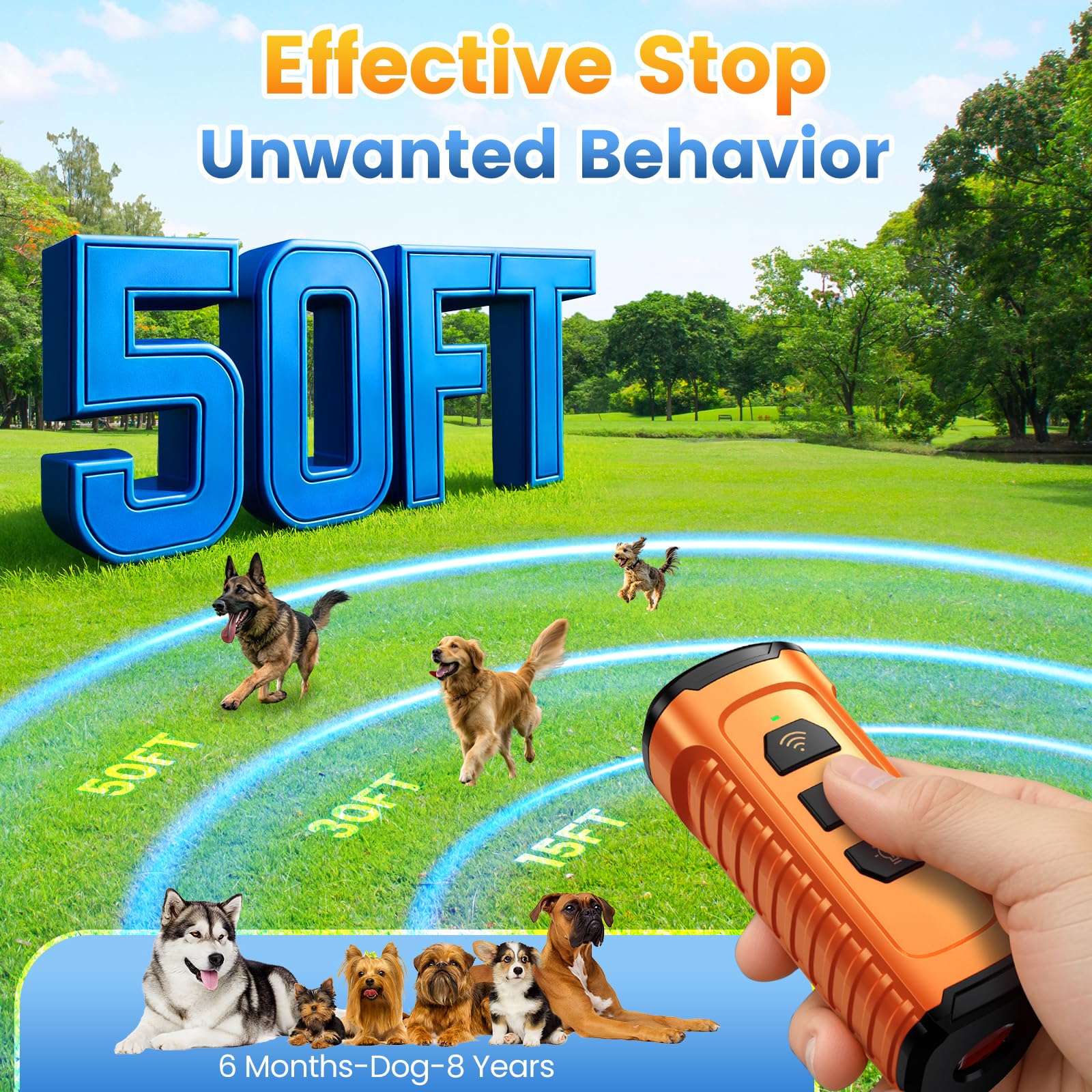 Cbersmg dog bark deterrent device built-in LED flashlight supports night visibility.
