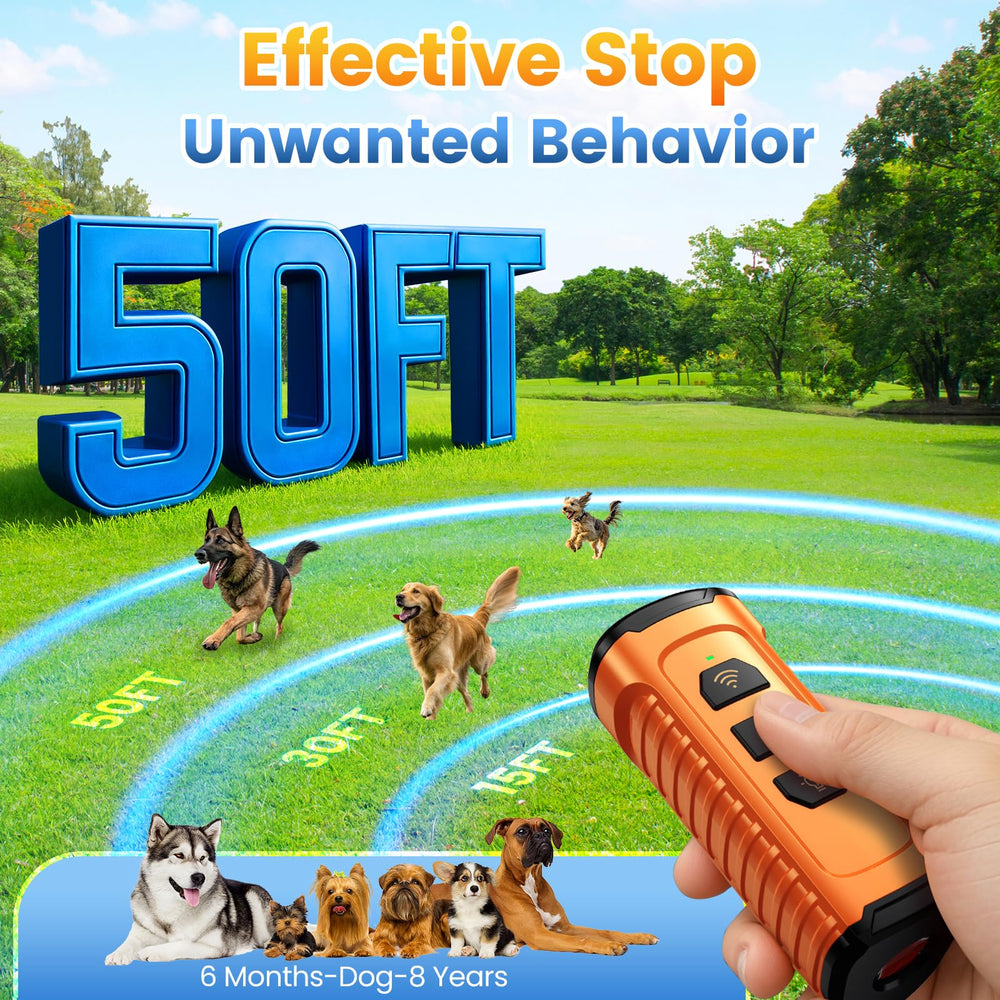 Cbersmg dog bark deterrent device built-in LED flashlight supports night visibility.