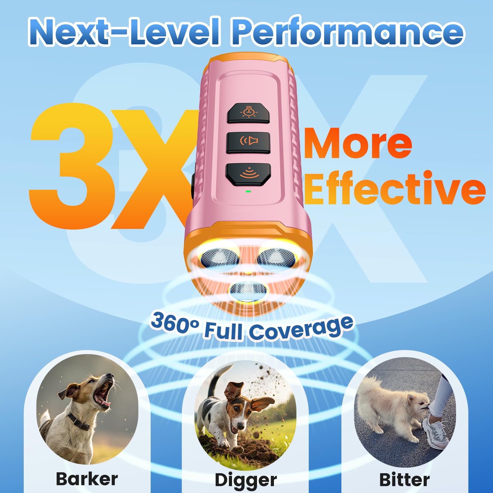Cbersmg dog bark deterrent device side view highlights portable form for on-the-go training.