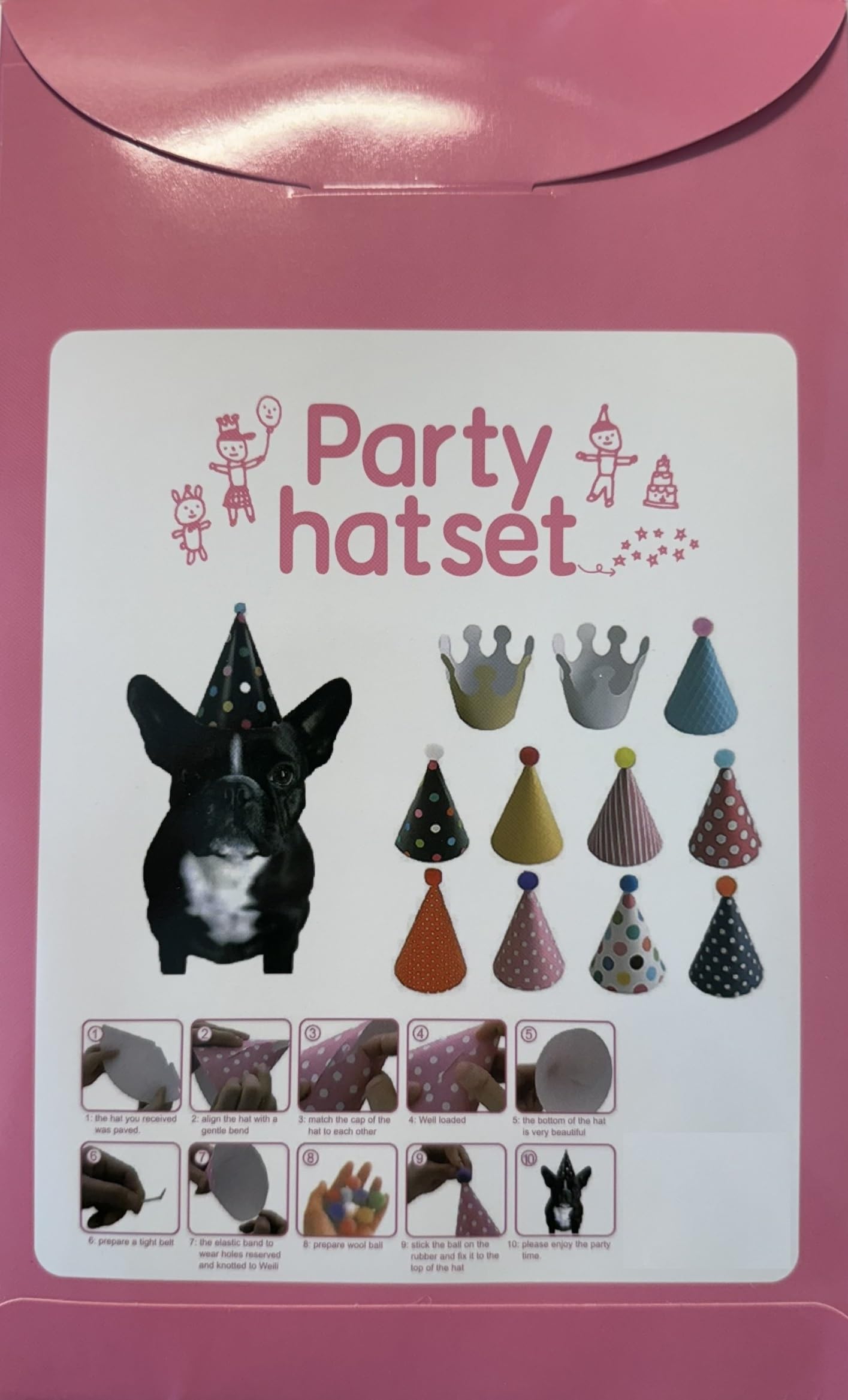 CBM Dog Party Hat Set features a dog wearing hats for memorable celebration moments.