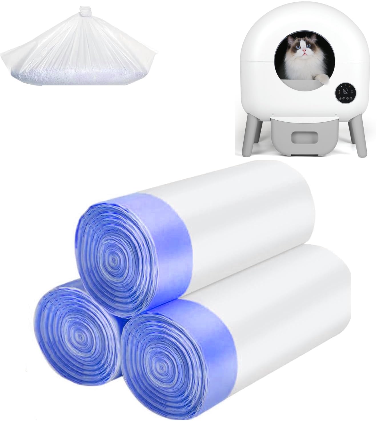 CCEOO TOY heavy-duty cat litter liners with drawstring closure for mess-free disposal.