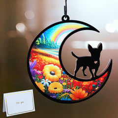 CCiaga DIY Chihuahua Memorial Suncatcher highlights a glowing tribute when sunlight passes through.