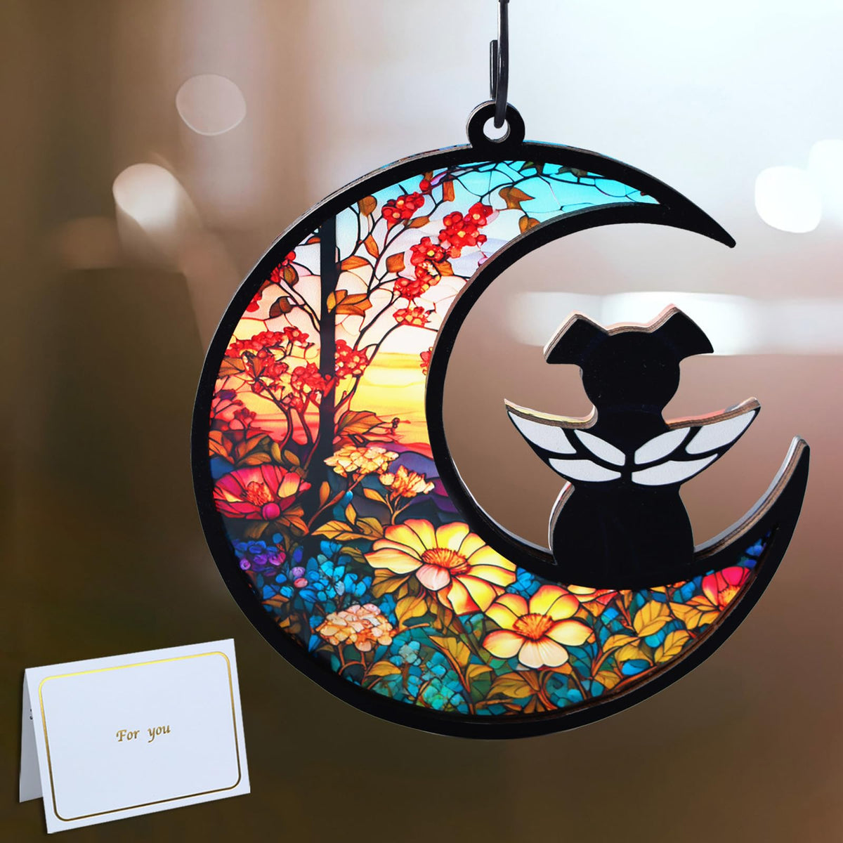 CCiaga DIY dog memorial suncatcher with sunflowers brightens windows for comforting memories