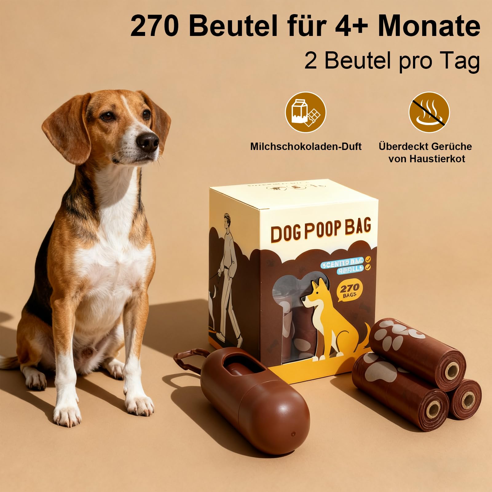 CCILAND scented poop bags with milk chocolate fragrance help mask odors during walks.