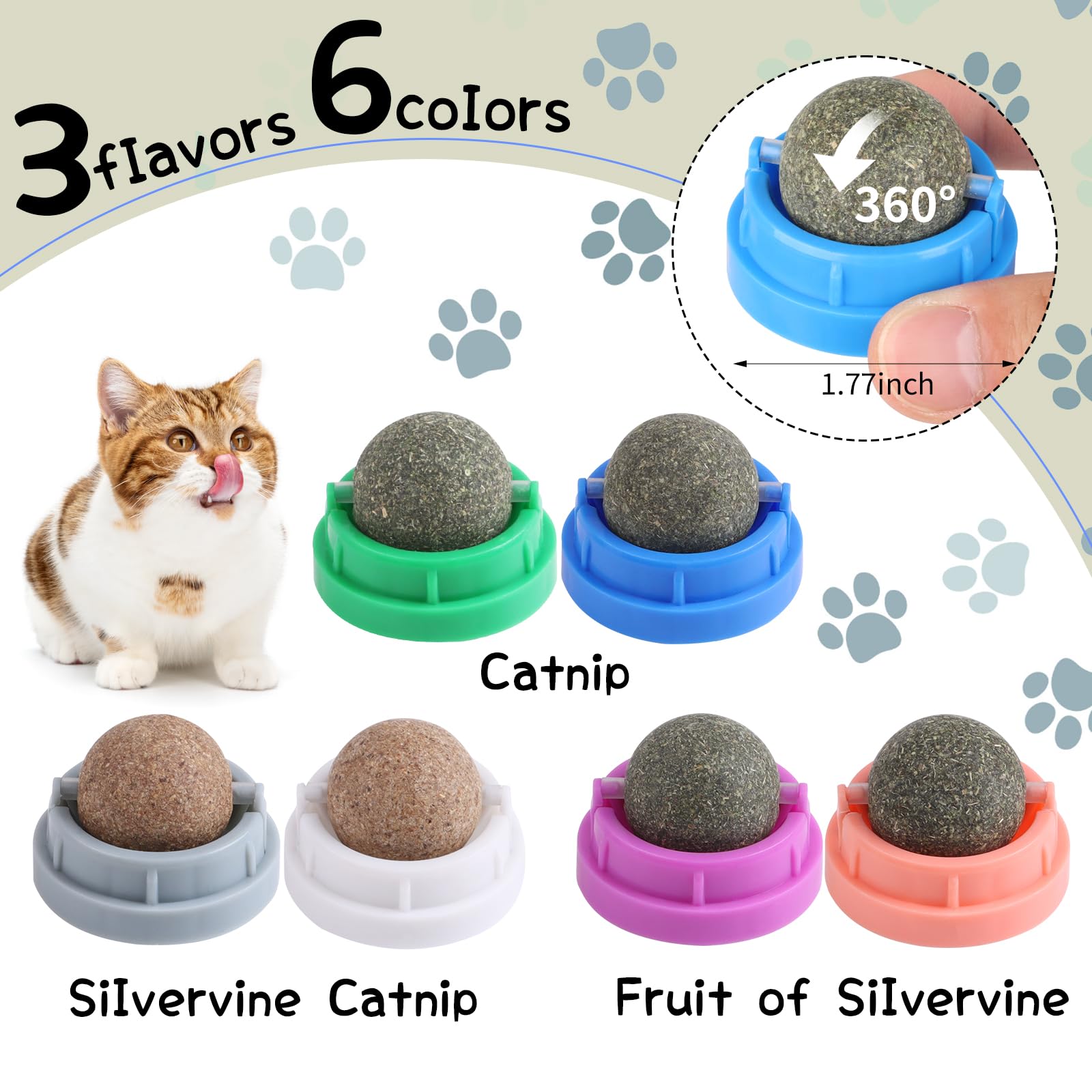 CCINEE catnip ball wall-attachment demonstrates secure wall-sticky design for play