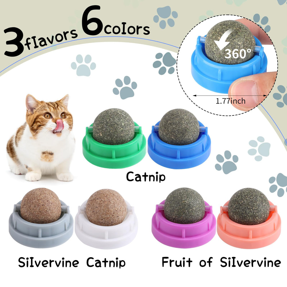 CCINEE catnip ball wall-attachment demonstrates secure wall-sticky design for play