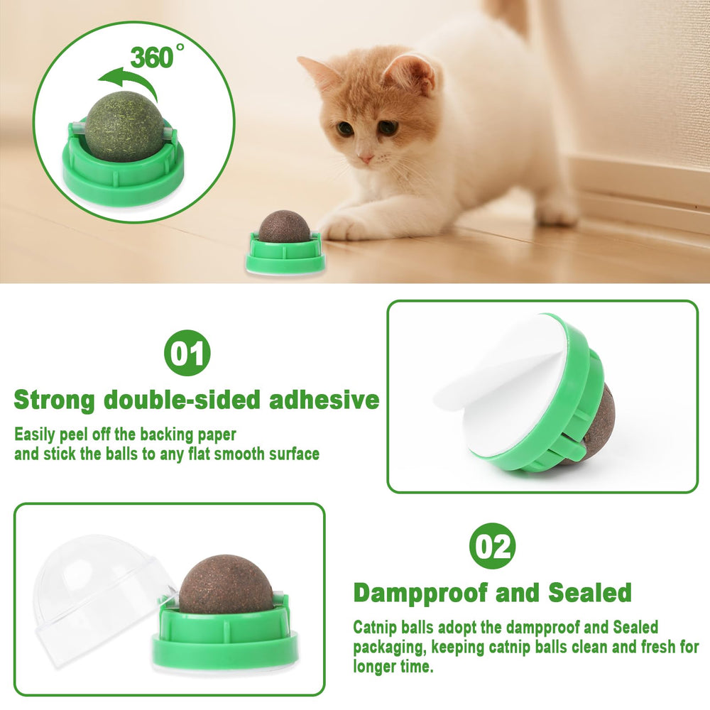 CCINEE catnip balls demonstrating colorful design encouraging licking and brushing behaviors.