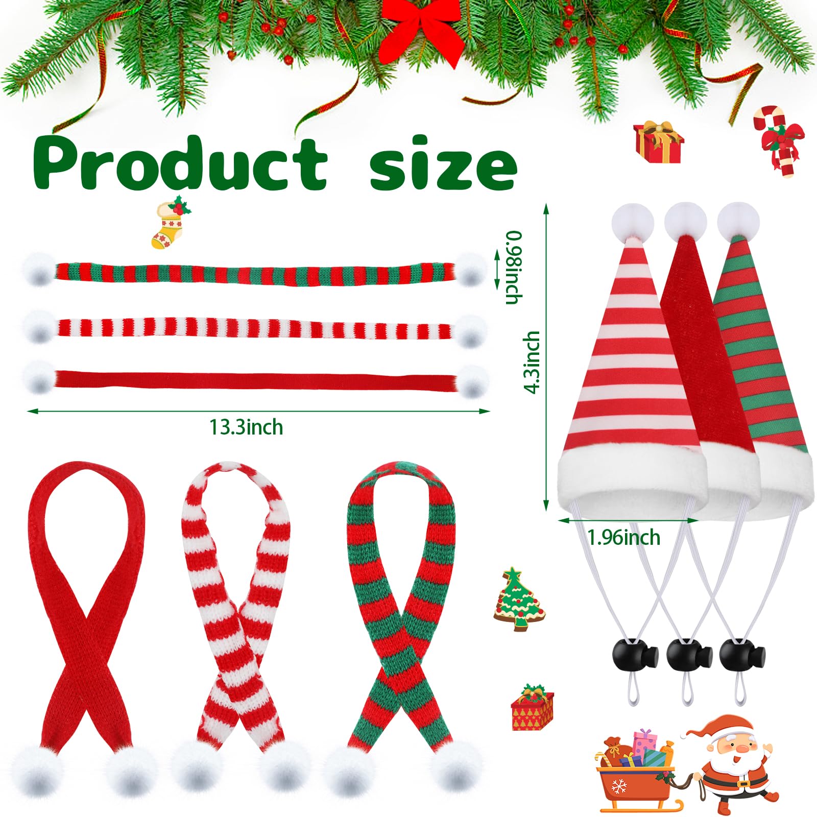 CCINEE mini Santa hat for pets in closeup shows soft, lightweight comfort.