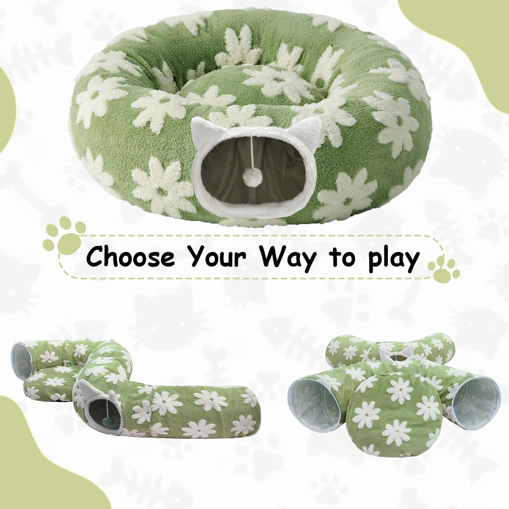 cckuu Cat Tunnel Bed Dual Exits Play emphasizes interactive hide-and-seek fun.