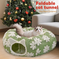 cckuu Cat Tunnel Bed Soft Plush Donut highlights cozy resting inside the center bed.