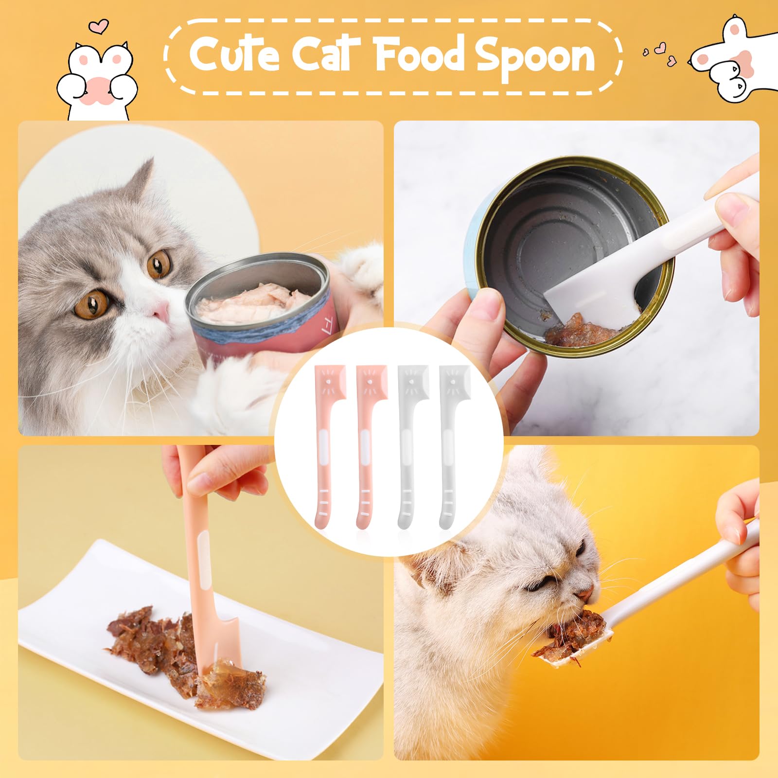 CdbC cat food spoon design highlights a cute cat head and tail handle for fun feeding