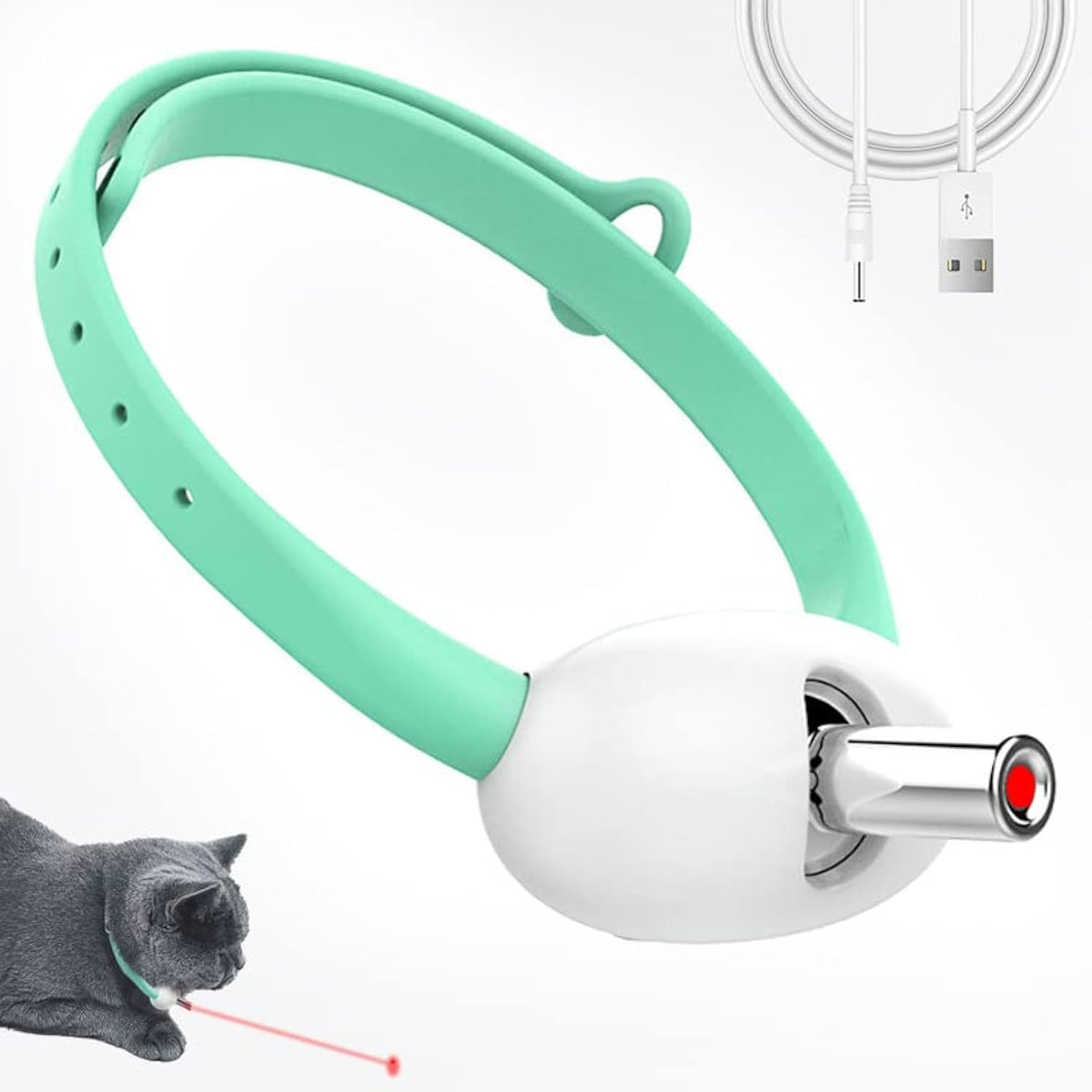 Cdipesp cat laser collar on cat for interactive play and exercise