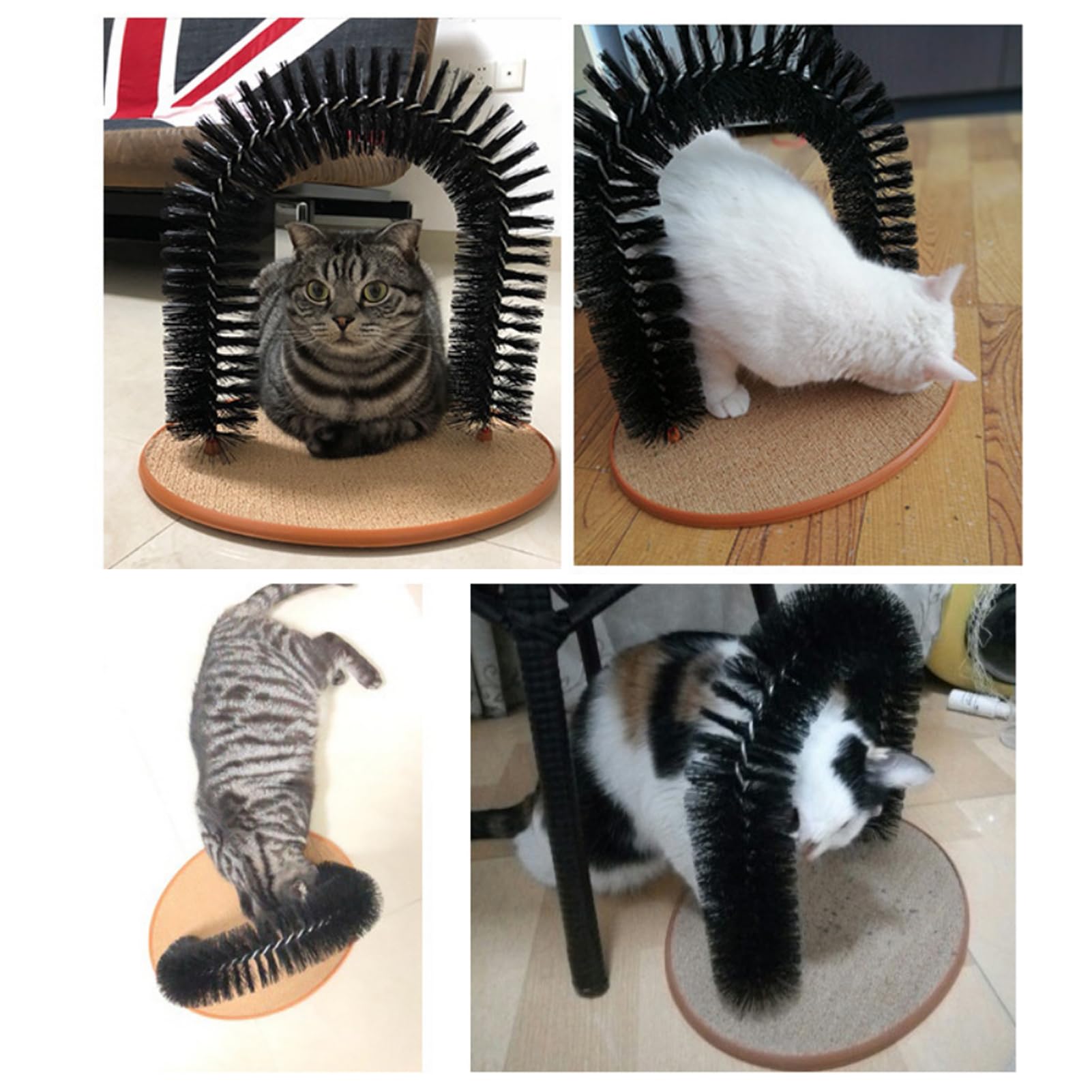 cdmoke cat arch grooming brush fur-massager—massages while removing loose hair