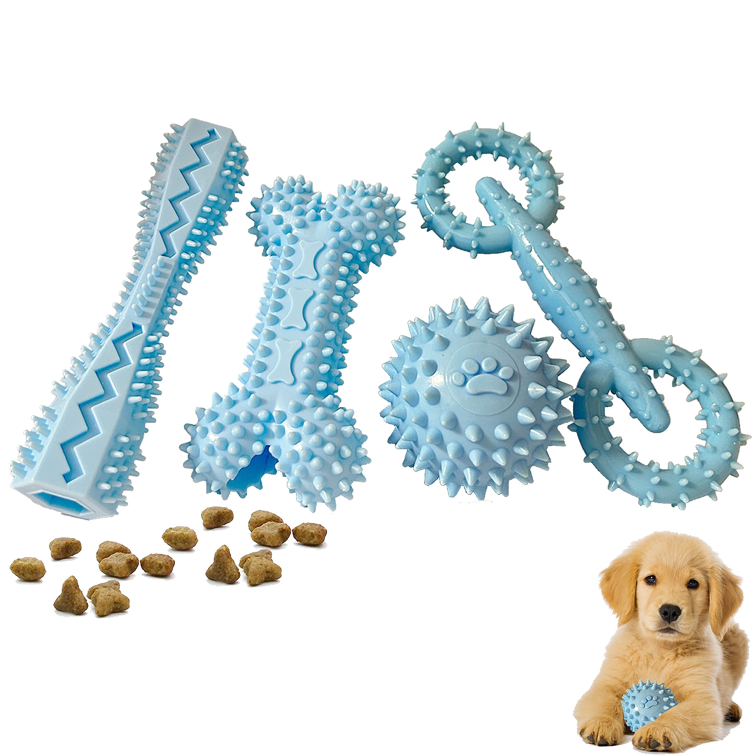 Cdyzqikm Puppy Teething Bone Blue helps soothe gums.