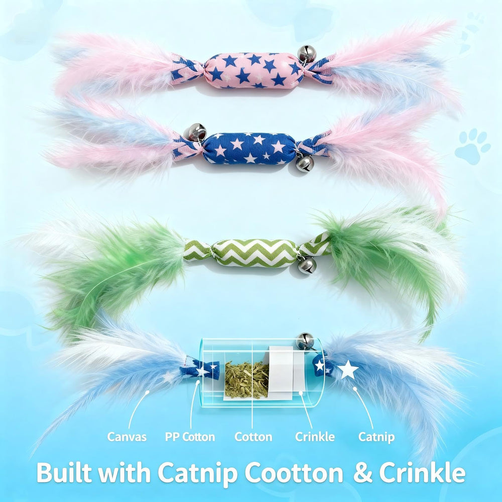CealumVita catnip toy features a gentle bell for engaging audio cues.