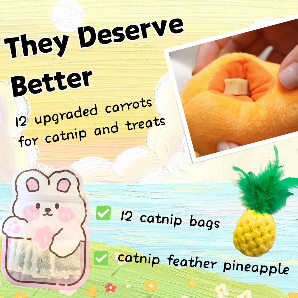 CECE PAW catnip tea bags in carrots DIY setup for adjustable play