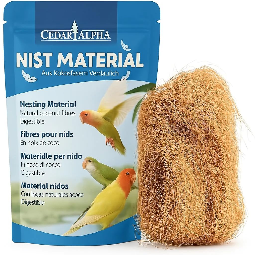 CEDAR ALPHA coconut-fiber nest close-up showing soft, breathable bedding for birds.