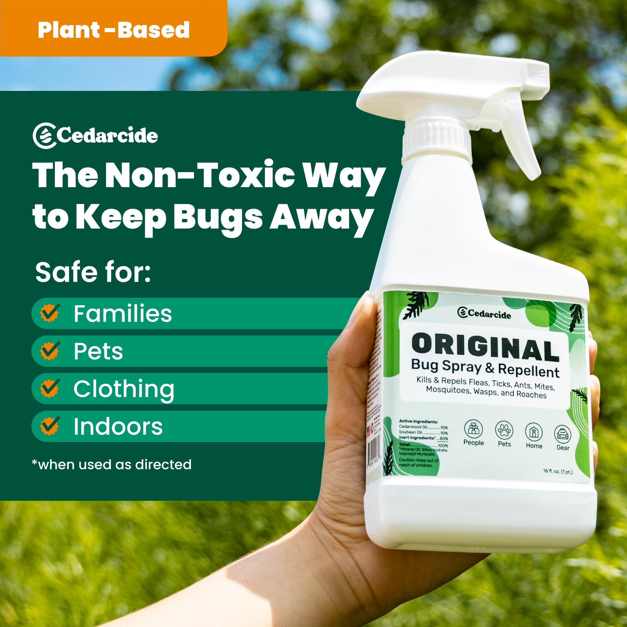 Cedarcide Original pet-safe use on pets and home.