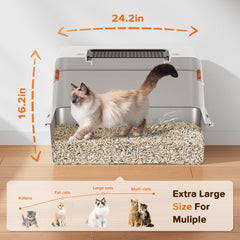CEDBORR XL premium stainless litter box with lid off highlights convertible design for easy cleaning